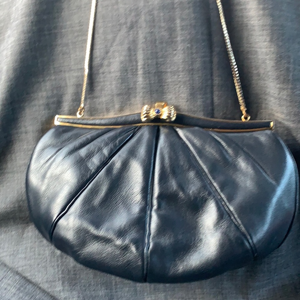 JUDITH LEIBER leather Handbag Clutch Gold Strap